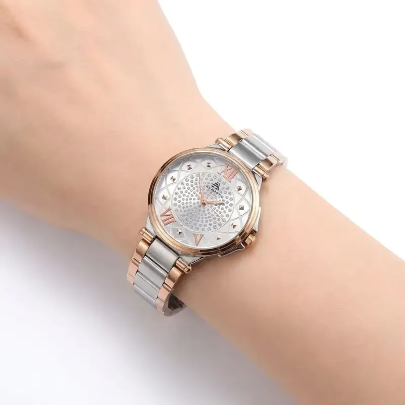 ساعت مچی زنانه الکس مارتین مدل 8016 استیل رزگلد صفحه سفید با موتور ژاپن - تصویر 3