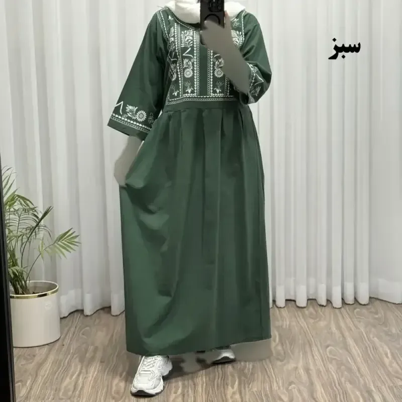 پیراهن لینن زامفورس فری سایز زنانه تا سایز 48 چهارفصل شیک و راحت بدون آبرفت و رنگ رفت کمربنددار - تصویر 2