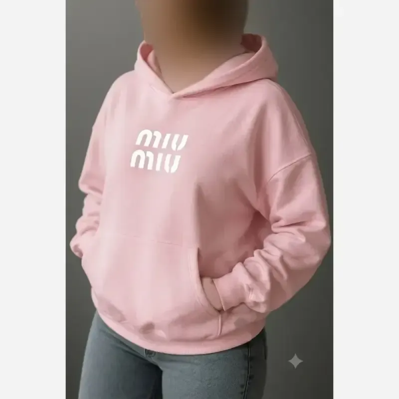 هودی زنانه دورس داخل کرکی طرح miumiu فری سایز - تصویر 2