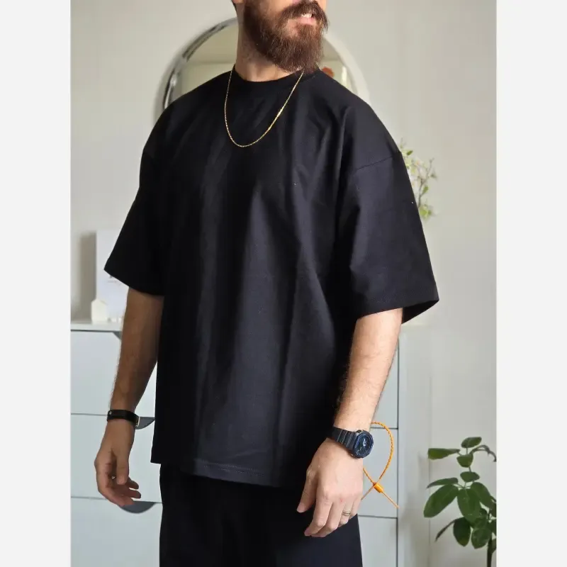 تیشرت باکسی بیسیک پگادور پارچه دورس دو نخ سایز L XL XXL رنگ بندی مداد رنگی - تصویر 12