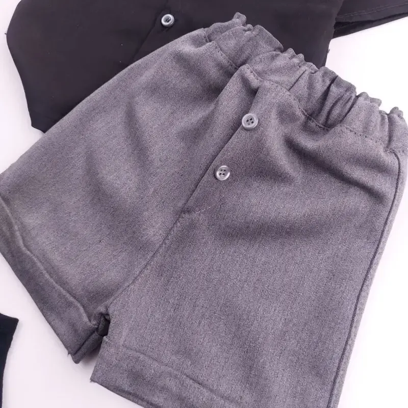 ست تاپ و شلوارک دخترانه محرمی نخی مشکی طرح بالک دار سایز 6 تا 36 ماه - تصویر 4
