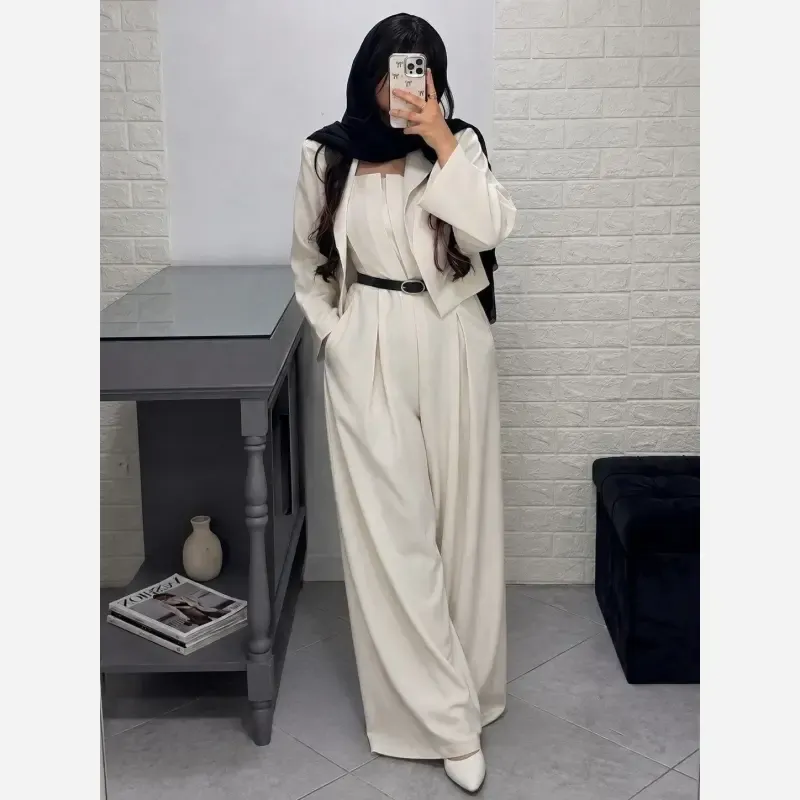 ست کت و سارافون سایز بزرگ یقه دلبری جنس مازراتی گرم بالا رنگ بندی متنوع فری سایز - تصویر 7