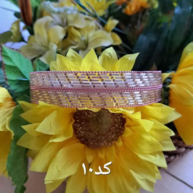 تل مجلسی گیپور سه بعدی گلدار زنانه سفید کرم بادمجانی زرشکی - تصویر 14