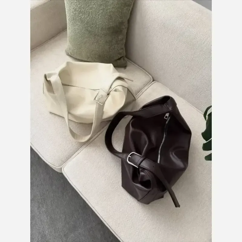کیف زنانه تک سگک اور شیک و جادار رنگ مشکی شکلاتی سرمه ای سایز 40 در 28 - تصویر 7