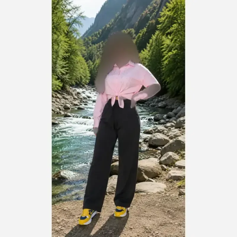 شلوار بگ طرح جین نیل ترک وارداتی کمر کش و کمربند دار - تصویر 15