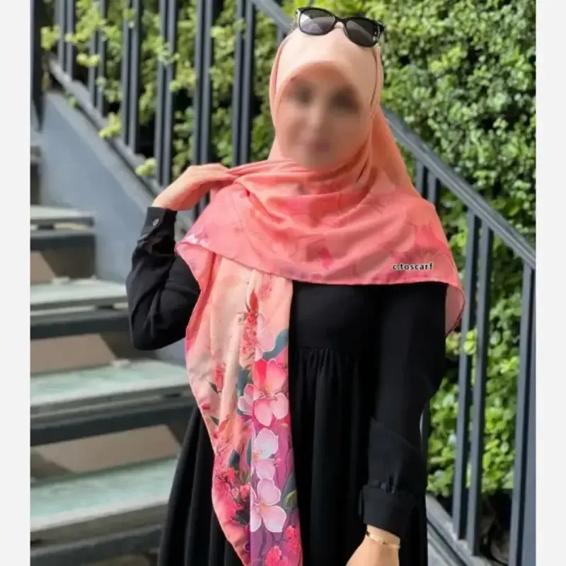 روسری نخ کاستوم طرح گوهر طیفی گلبهی بانوان - تصویر 5