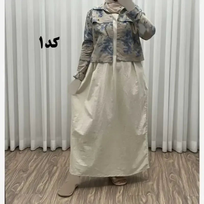 ست سارافون و رویه لینن زنانه مدل شکوفه فری سایز تا 46 چهارفصل شیک و راحت - تصویر 3