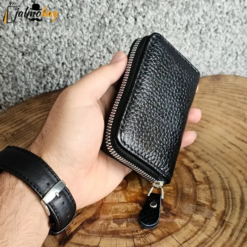 جاکارتی زیپدار چرم طبیعی گاوی مناسب آقایان و خانمها ابعاد 11 در 7 سانتیمتر - تصویر 2