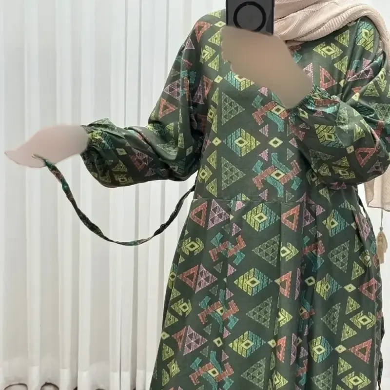 پیراهن زنانه بوگاتی فری سایز تا 46 قد 140 تن خور شیک و راحت بند کمر کمربند دار چهارفصل بدون سایه اندازی - تصویر 5