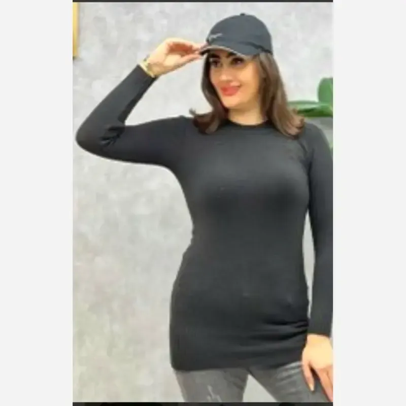 زیر سارافونی آستین دار نخی اسپان رنگ مشکی سایز 1 و 2 - تصویر 3