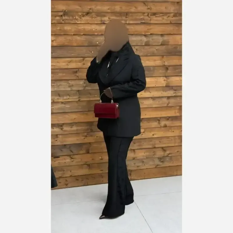 کت شلوار مجلسی زنانه میترا پارچه مازراتی دبل رنگ مشکی - تصویر 3