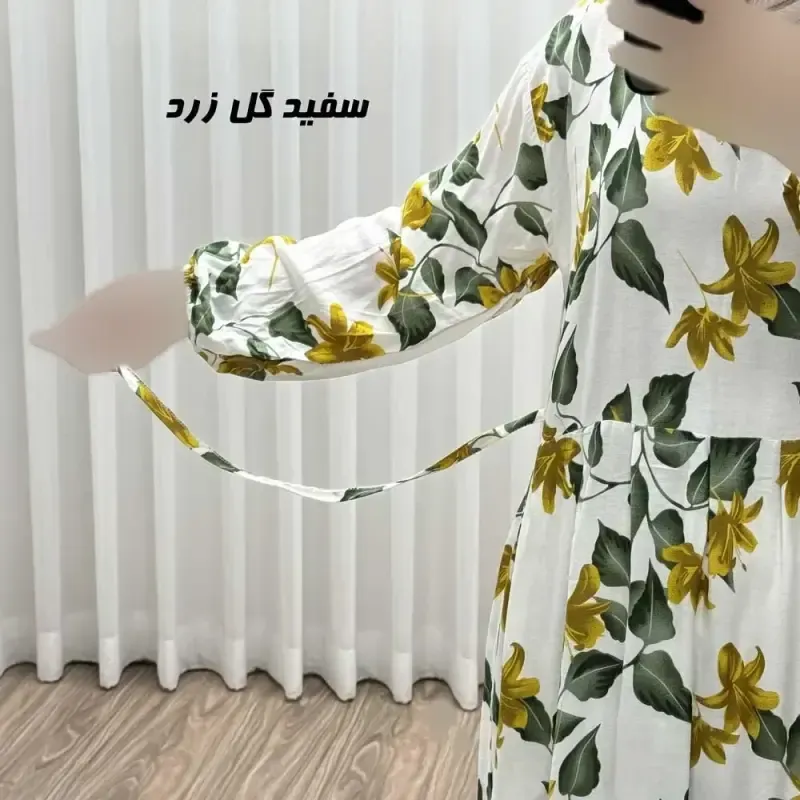 پیراهن ساحلی زنانه نخی مدل پامچال فری سایز - تصویر 6
