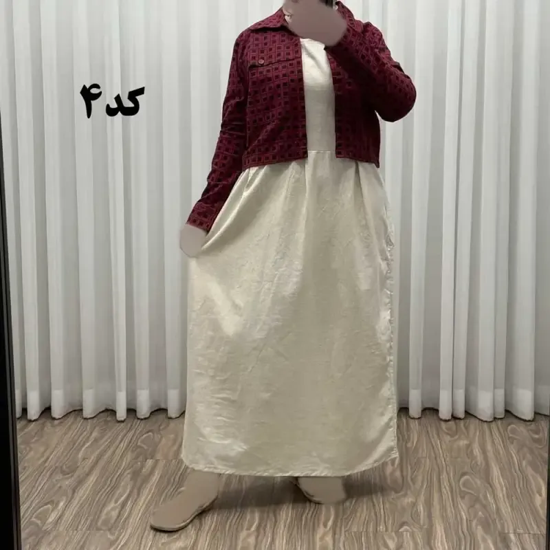 ست سارافون و رویه لینن زنانه مدل شکوفه فری سایز تا 46 چهارفصل شیک و راحت - تصویر 2