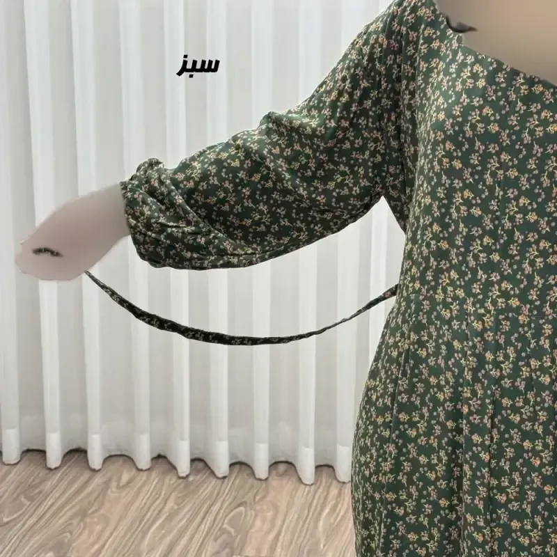 پیراهن ساحلی زنانه نخی گلریز فری سایز مناسب تا سایز 46 با کمربند - تصویر 5