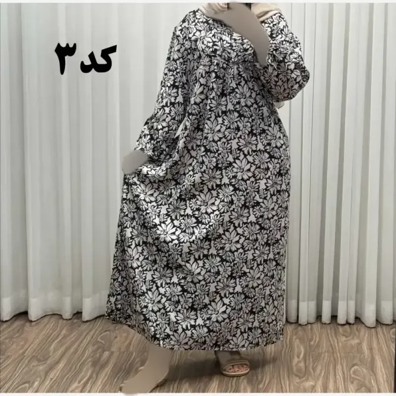 پیراهن سایزبزرگ نخی فری سایز تا 52 هندی کد 1498 - تصویر 9