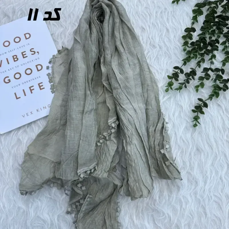 شال نخ کتان سنگشور مجلسی و روزمره قواره 192 در 66 سانت - تصویر 10