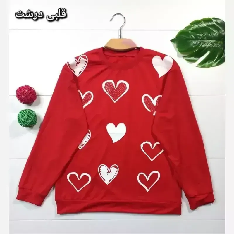 بلوز قرمز زنانه یقه گرد پنبه پلی استر سایز 38 تا 44 - تصویر 3