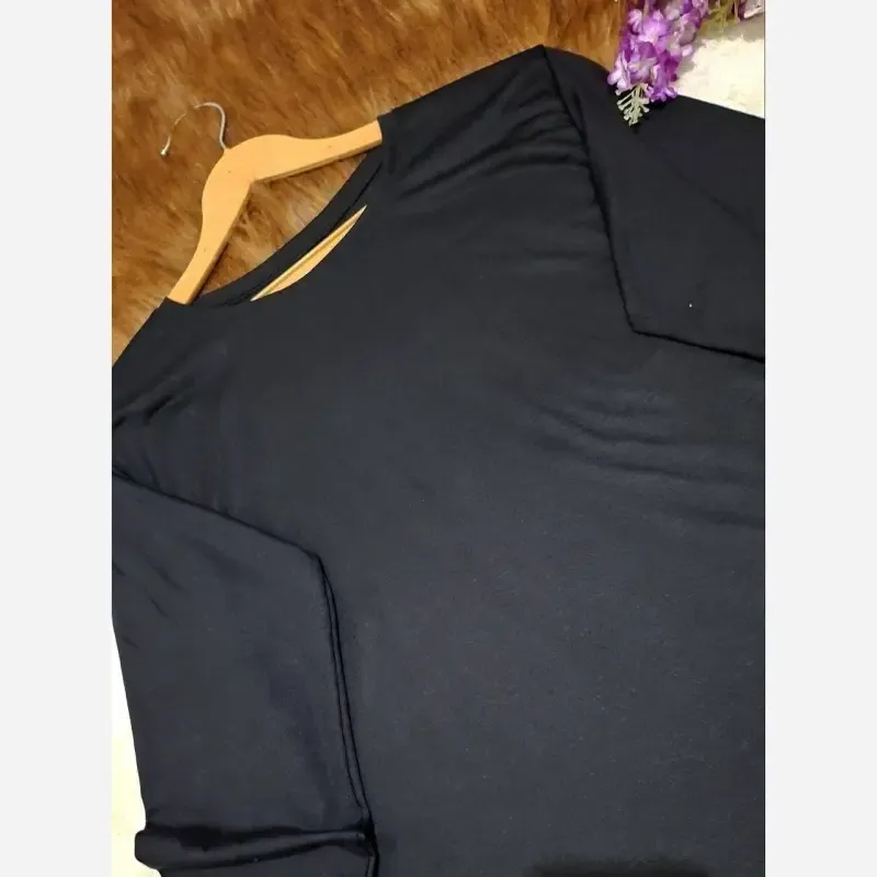 زیر سارافونی آستین دار نخی اسپان رنگ مشکی سایز 1 و 2 - تصویر 9