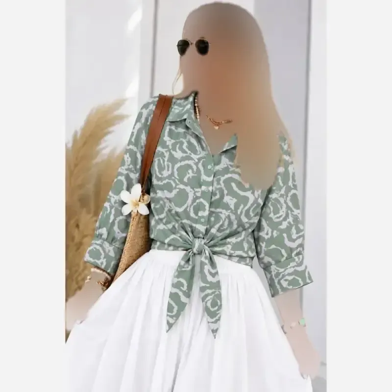 شومیز گره ای جنس الیزه درجه یک مناسب سایز 38 تا 50 - تصویر 17