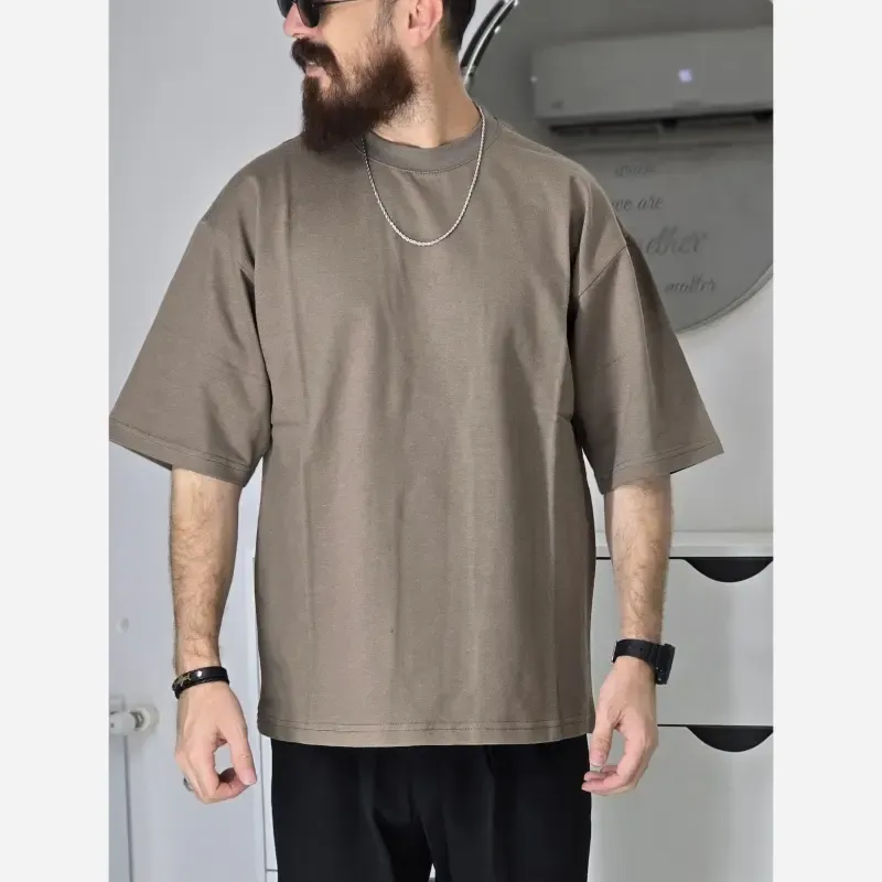 تیشرت باکسی بیسیک پگادور پارچه دورس دو نخ سایز L XL XXL رنگ بندی مداد رنگی - تصویر 8