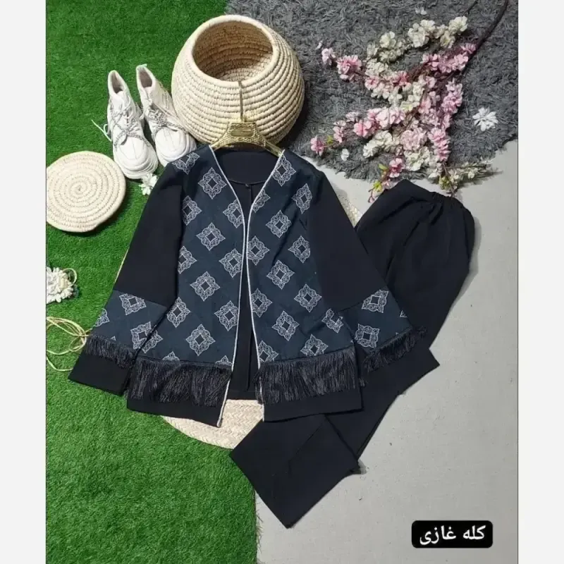 ست سنتی پاییزه نانسی سوپرمازراتی اعلا مغزی دوزی شده رنگ کله غازی فیروزه ای فری سایز - تصویر 7