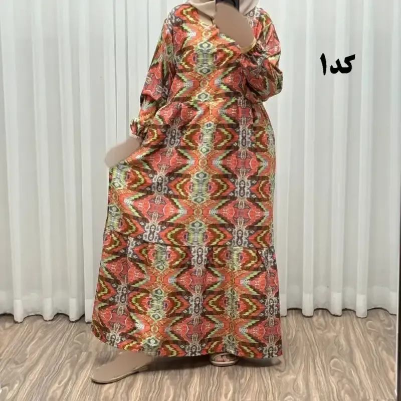 پیراهن زنانه بوگاتی فری سایز تا 46 قد 140 تن خور شیک و راحت بند کمر کمربند دار چهارفصل بدون سایه اندازی - تصویر 7