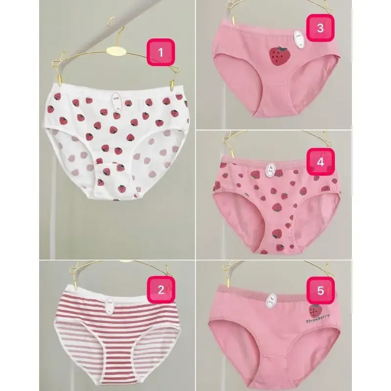 شورت عروسکی نخی طرح توت فرنگی صورتی پک 3 عددی سایز Large برند M&N