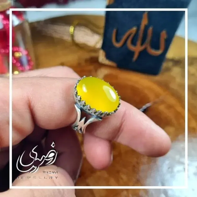 انگشتر نقره زنانه طرح ملکه با نگین شرف الشمس - تصویر 2