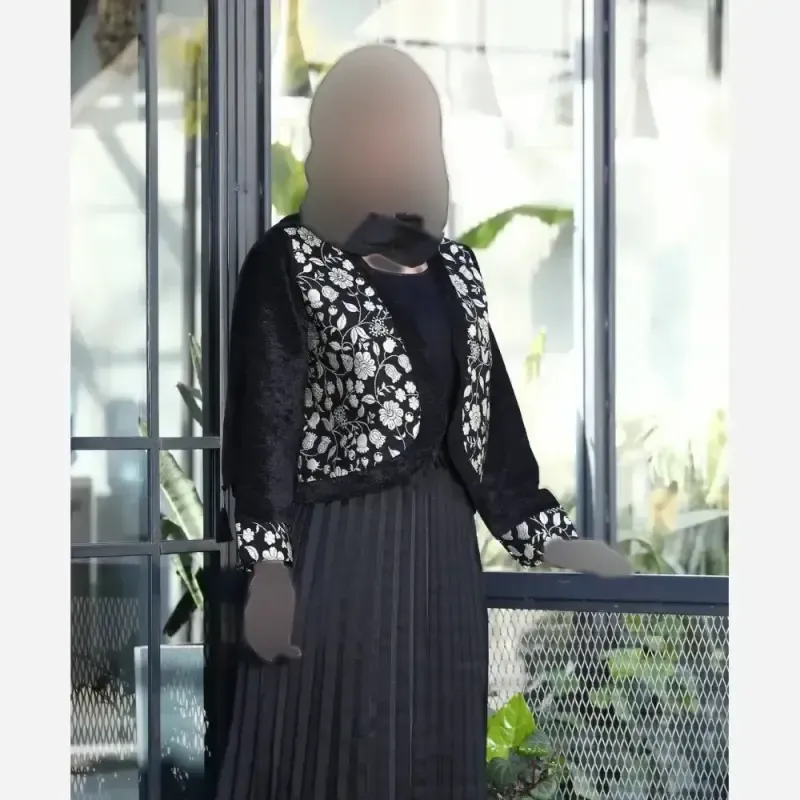 کت تک زنانه مخمل خرجکار هندی مدل نیلناز فری سایز - تصویر 2