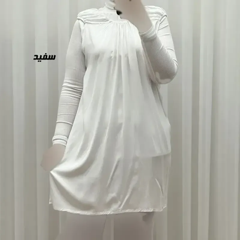 سارافون نخی زنانه کوتاه ساده فری سایز مناسب تا سایز 52 - تصویر 9