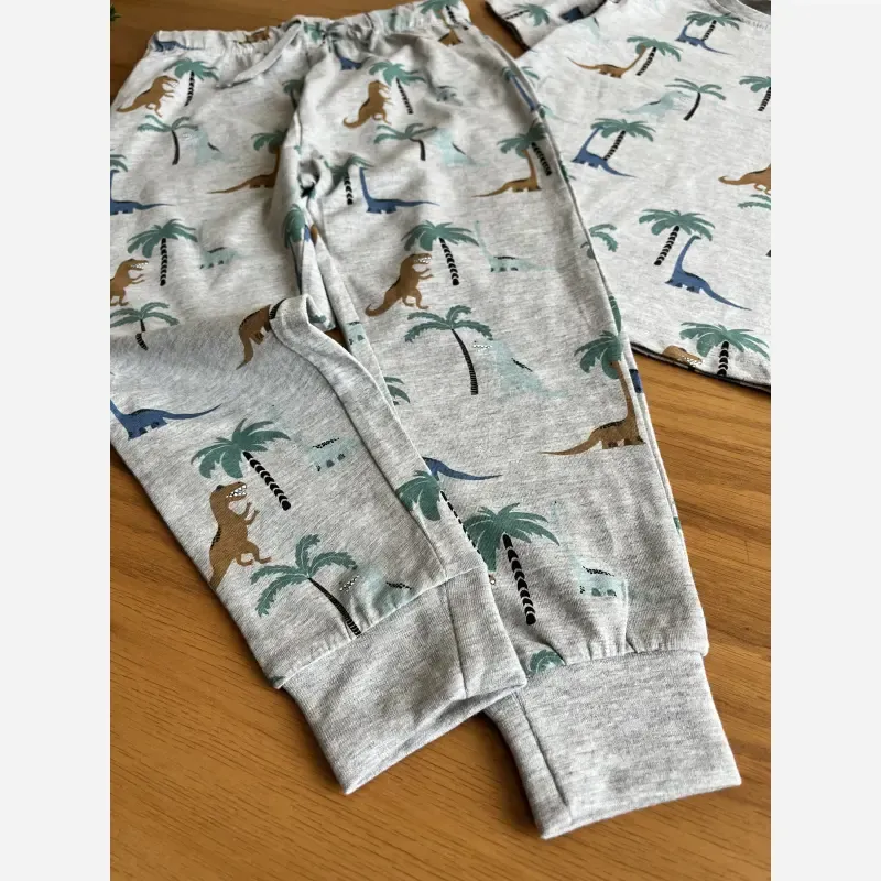 ست تیشرت و شلوار راحتی پسرانه طرح دایناسور برند نکست جنس نخ پنبه - تصویر 8