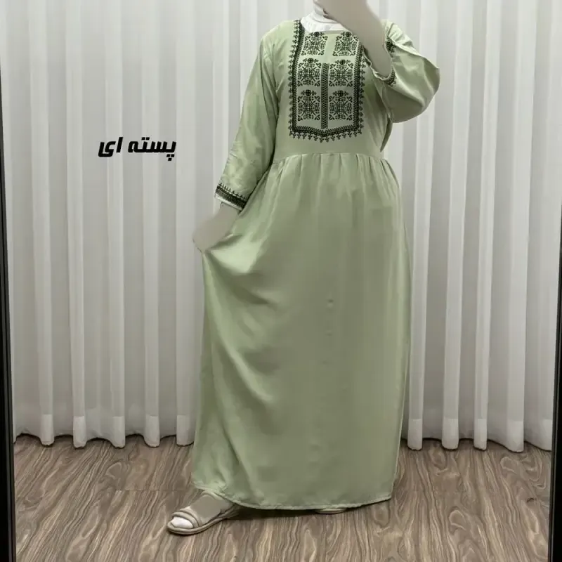 پیراهن ساحلی نخی زنانه مدل ساره 2 کد 1756 فری سایز با کمربند - تصویر 9