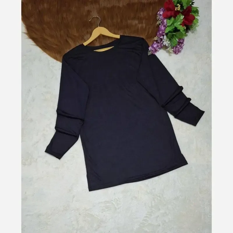 زیر سارافونی آستین دار نخی اسپان رنگ مشکی سایز 1 و 2 - تصویر 6
