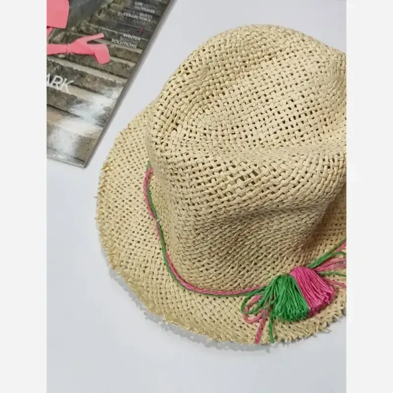کلاه حصیری وارداتی فریسایز لبه 4 سانت - تصویر 2