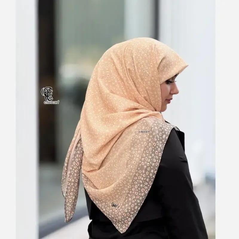 روسری نخ کاستوم طرح صوفیا سایز بزرگ و متوسط سه رنگ کرم هلویی یاسی سبز - تصویر 8