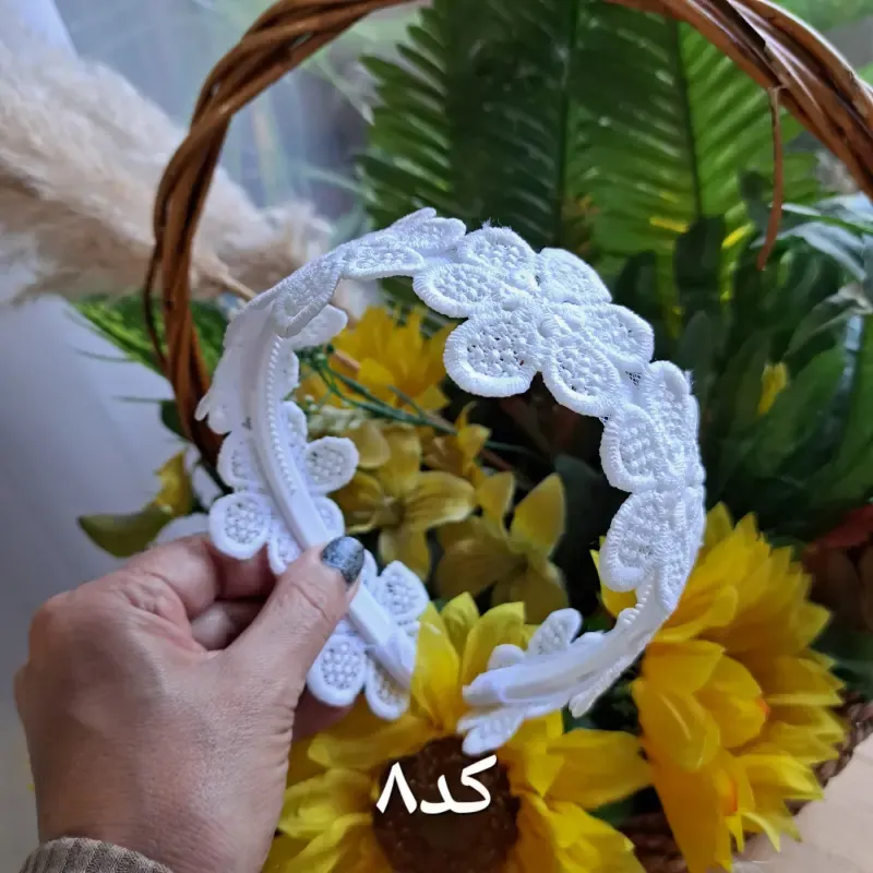 تل مجلسی گیپور سه بعدی گلدار زنانه سفید کرم بادمجانی زرشکی - تصویر 10
