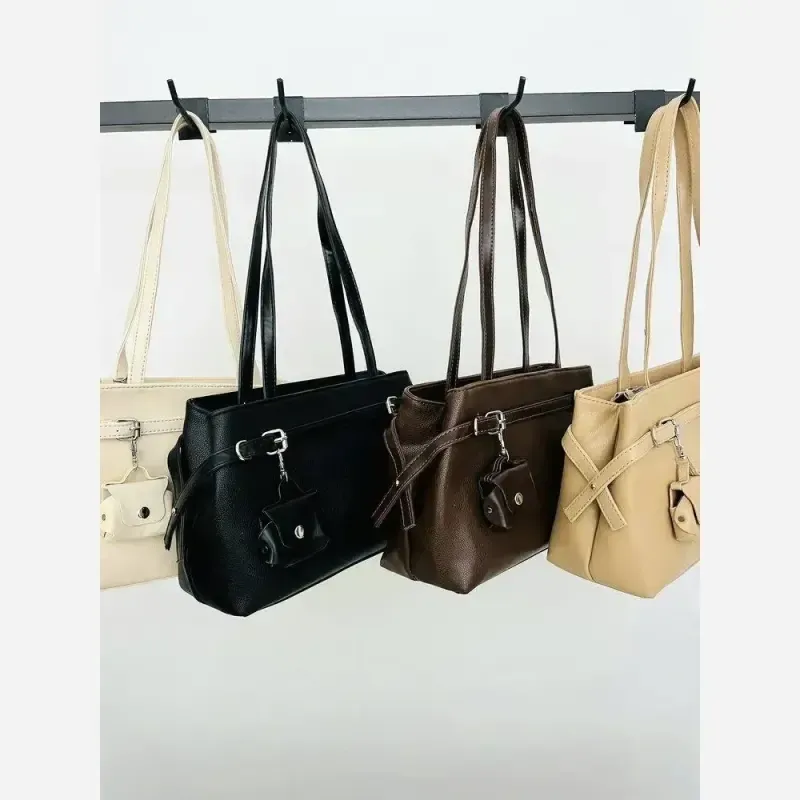 کیف زنانه جادار جنس شرانگ سایز 30 در 20 رنگ کرم نسکافه ای شکلاتی مشکی - تصویر 9