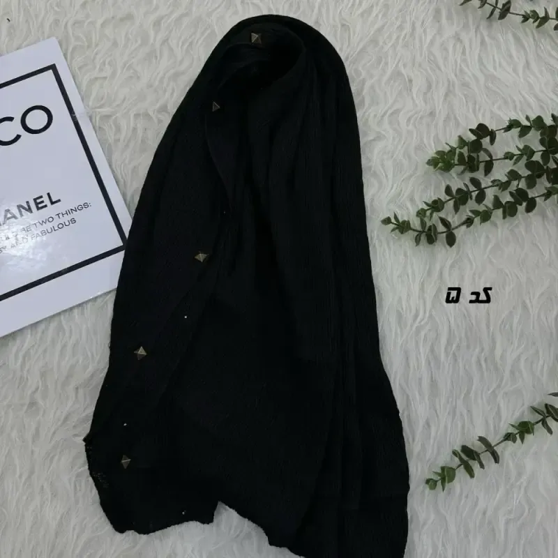شال نخی مشکی قواره بزرگ 90 در 200 سانتیمتر بدون سُر خوردن و چروک شدن - تصویر 2