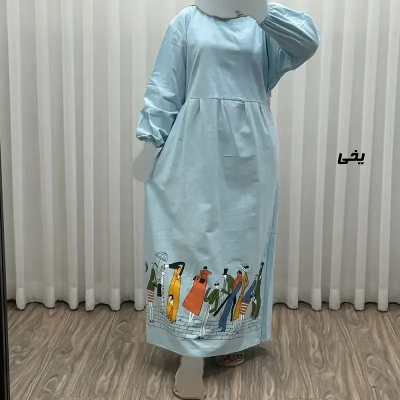 پیراهن ساحلی زنانه لینن فری سایز مدل کمرکش مناسب تا سایز 48 - تصویر 4