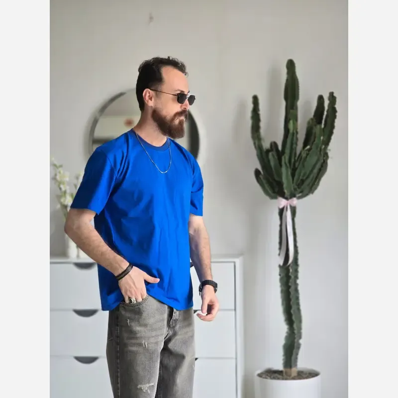 تیشرت مردانه آستین کوتاه پنبهای یقه کش خنک و لطیف رنگ مشکی و سفید - تصویر 4
