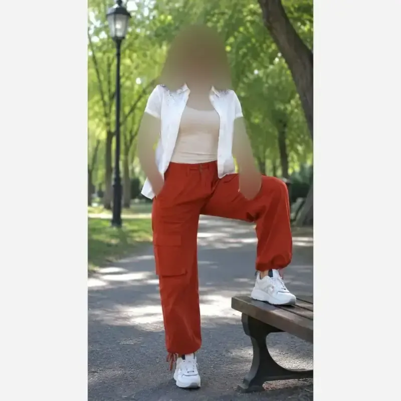 شلوار کارگو بگ شش جیب اسپرت سوپرکتان کاغذی زارا دمپا گت دار - تصویر 4
