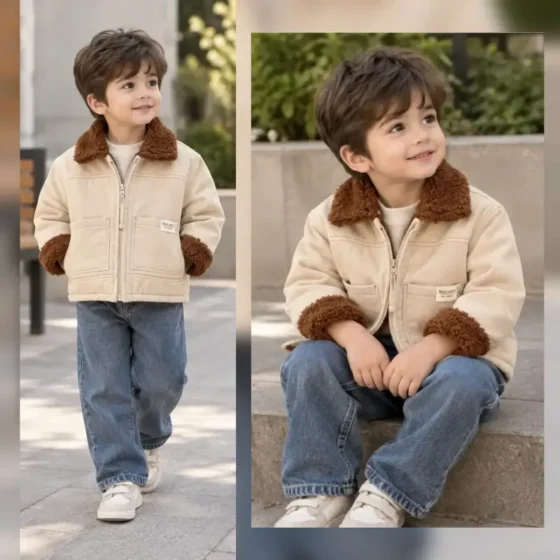 کاپشن کتان پسرانه آستر بوفالو 1 تا 6 سال