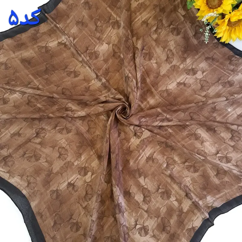 روسری نخی کشمیر زنانه طرح برگ قواره 120 رنگبندی متنوع - تصویر 4