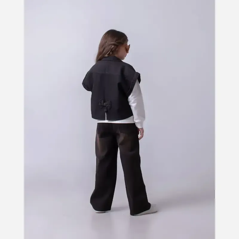ست سه تیکه ژیله و شلوار جین دخترانه بلوز پنبه دورس - تصویر 4
