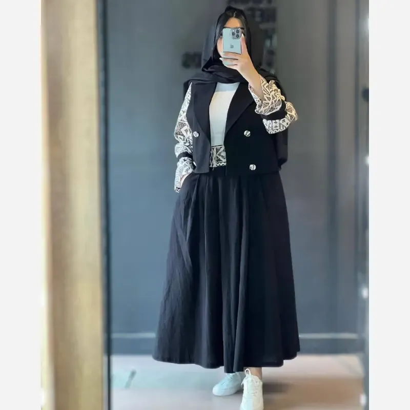 کت و دامن زنانه مدل یلدا جنس شانتون درجه یک رنگبندی متنوع سایزبندی - تصویر 3