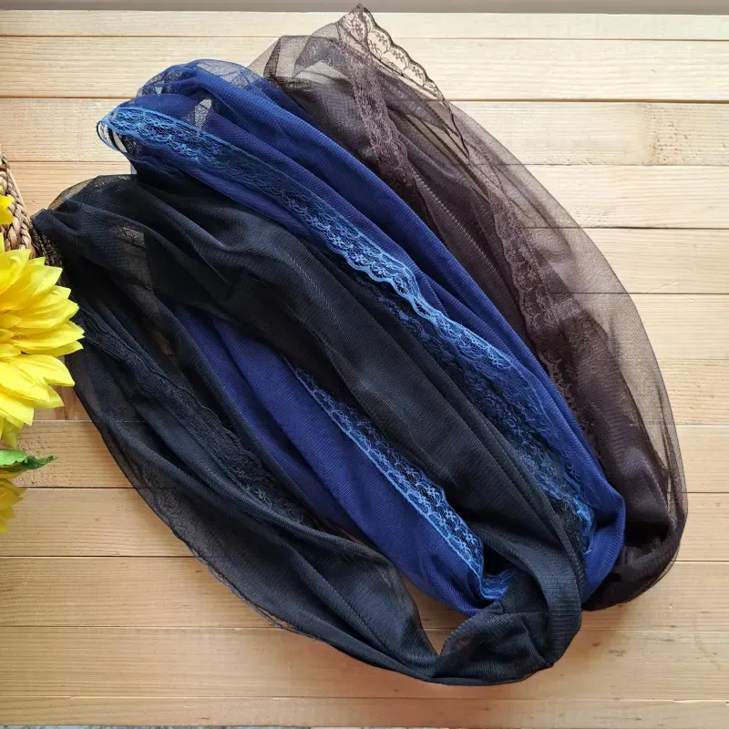 رینگ اسکارف تور مجلسی مشکی سرمه ای قهوه ای سایز 50 در 100 سانتی متر - تصویر 7
