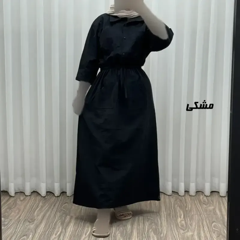 مانتو دانشجویی نخی مدل بویان کد Sh2035 فری سایز دکمه دار - تصویر 6