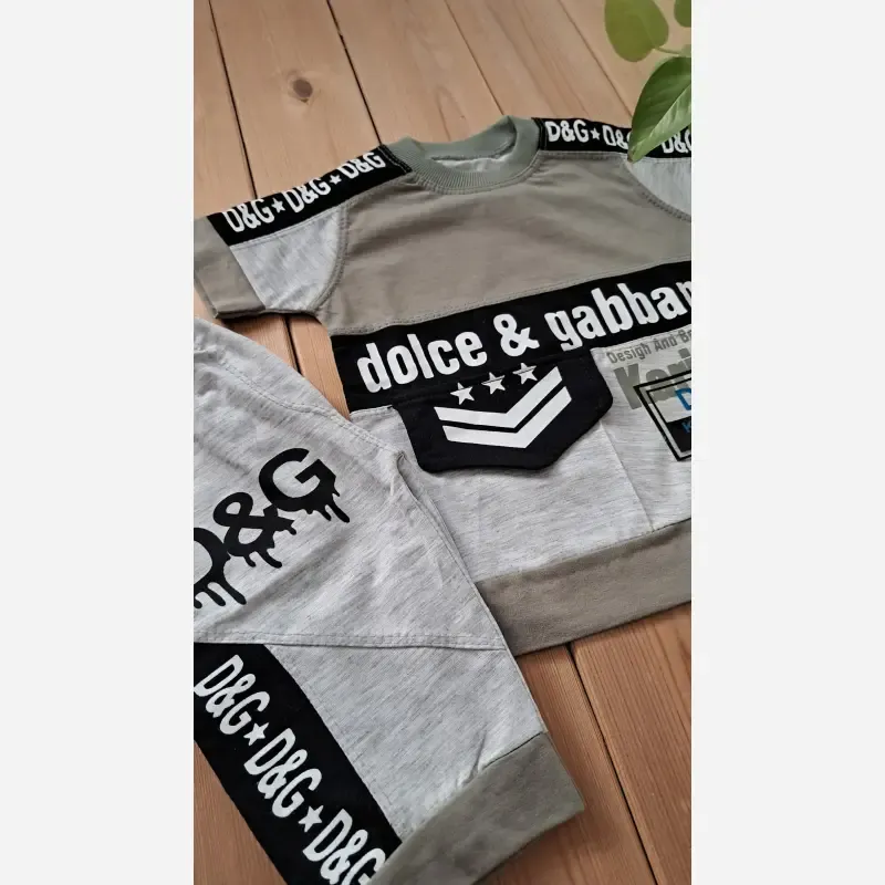 ست تیشرت و شلوارک پسرانه پنبه یک رو و ملانژ طرح D&G سایز 35 تا 45 - تصویر 6