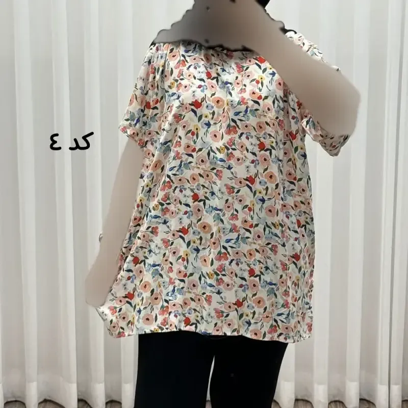 تیشرت نخی زنانه دکمه دار فری سایز مناسب تا سایز 52 - تصویر 4
