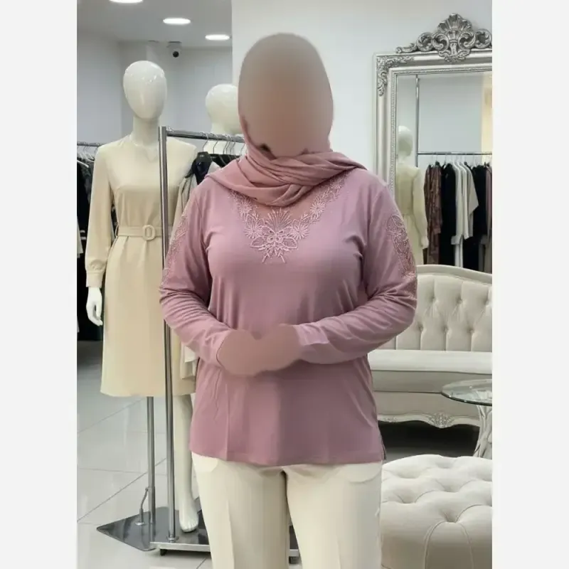 شومیز گیپوردار مجلسی مدل مهگل پارچه ویسکوز تیپ لاکرا فری سایز - تصویر 18